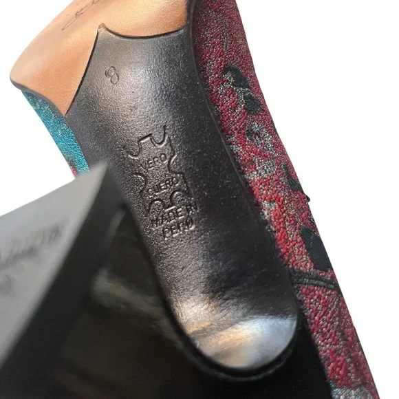 JOHN FLUEVOG Shiloh JF Tapestry Patent Leather Mary Jane Shoes Heels Size 8 - Picture 9 of 11